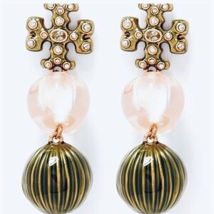 Tory Burch double drop logo earrings